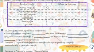 Робочий аркуш до уроку географії у 11 класі на тему "Географія як система наук.  Об’єкт дослідження географії"