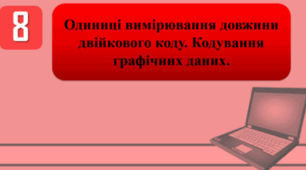 Тестування на тему: "Одиниці вимірювання довжини двійкового коду. Кодування графічних даних"