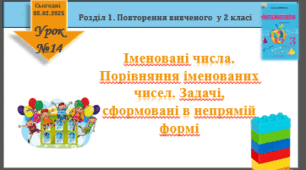Урок математики 3 клас "Іменовані числа. Порівняння іменованих чисел"
