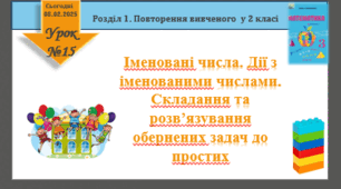 Урок математики 3 клас "Іменовані числа. Дії з іменованими числами"