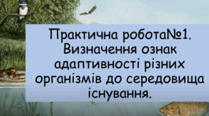 Практична робота «Визначення ознак адаптованості різних організмів до середовища існування»