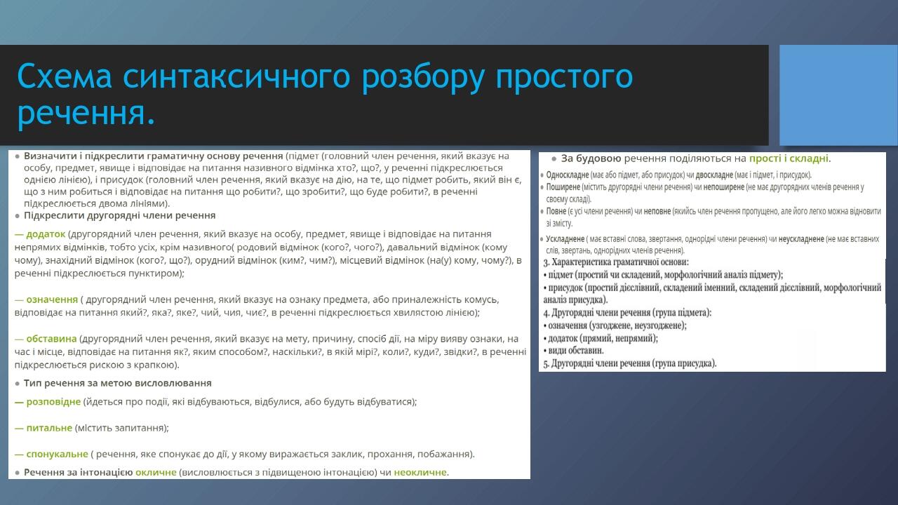 Схема синтаксичного розбору простого речення. Зразок заголовка Зразки заголовків Другий рівень Третій рівень Четвертий рівень П’ятий рівень