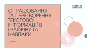 Презентація до уроку української мови "Опрацювання та перетворення текстової інформації в графічну і навпаки" (ГР2; ГР3). 7 клас НУШ