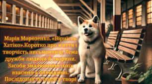 Марія Морозенко. «Вірність Хатіко».Коротко про життя і творчість письменниці. Тема дружби людини й тварини. Засоби змалювання їхніх взаємин в оповіданні. Послідовність подій у творі (презентація, інтерактивна гра-змагання «Літературний бій»)